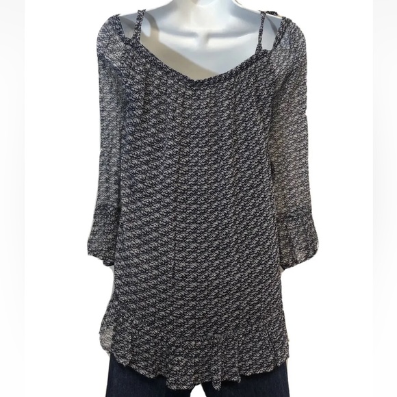 Women’s Lucky Brand Purple White Off The Shoulder Blouse Size 1X - Picture 2 of 5